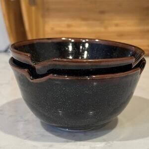 Hand made nesting bowls signed AE cabin artsy folklore rustic farm ranch western